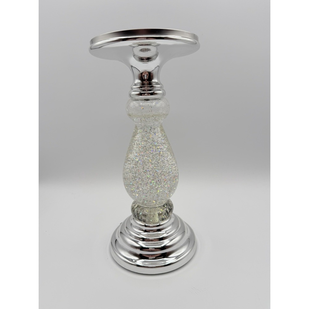 Silver Swirling Glitter Pedestal 3 WICK CANDLE HOLDER Bath & Body Works